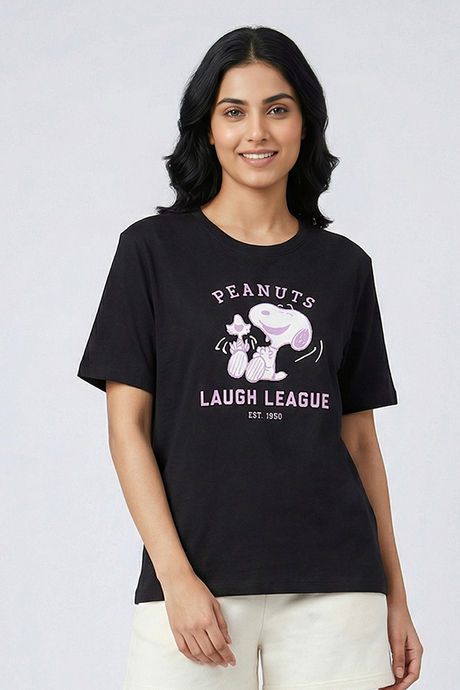 Zivame Peanuts Knit Cotton Loungewear Top - Black Beauty — image 2